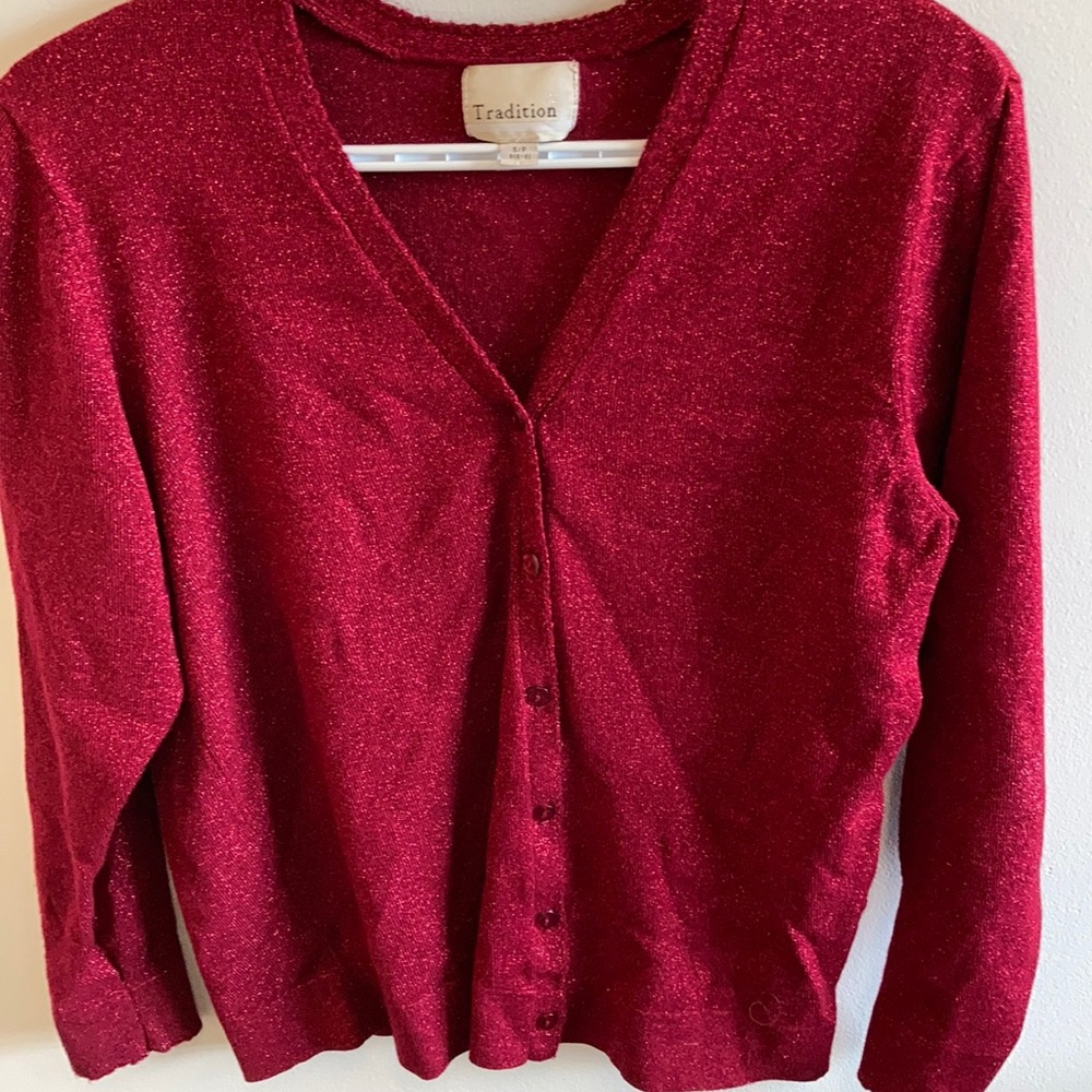 90s Y2K sparkly red sweater cardigan